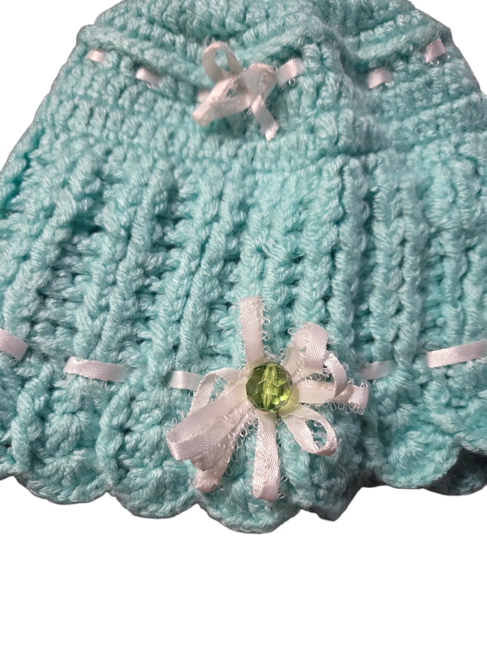 Handmade Light Blue Crochet Sun Hat for Girls